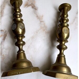 Antique Brass Candlesticks Queen Victoria